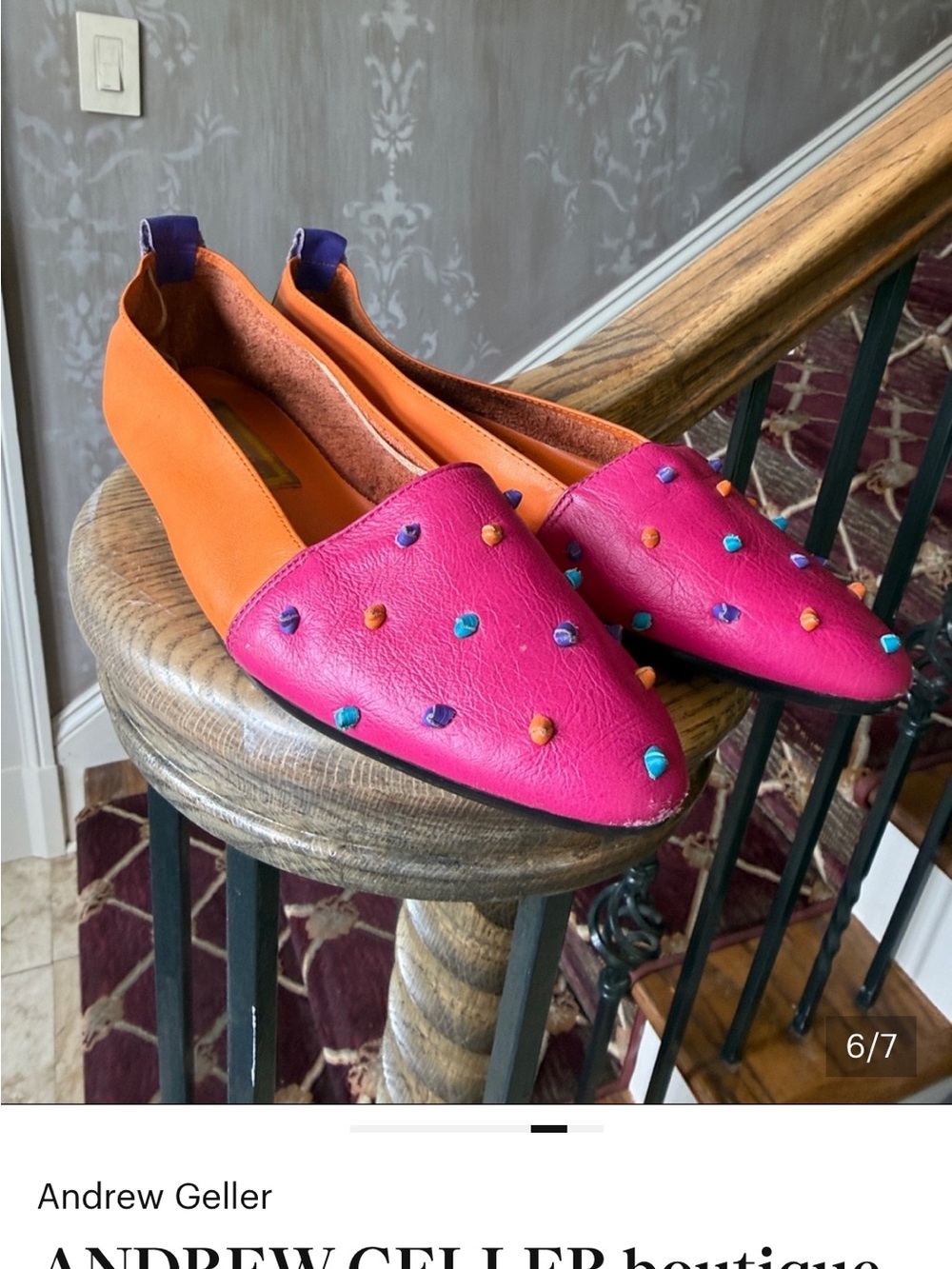 ANDREW GELLER boutique ladies, 8 1/2 multicolor leather flat, ballet core shoe